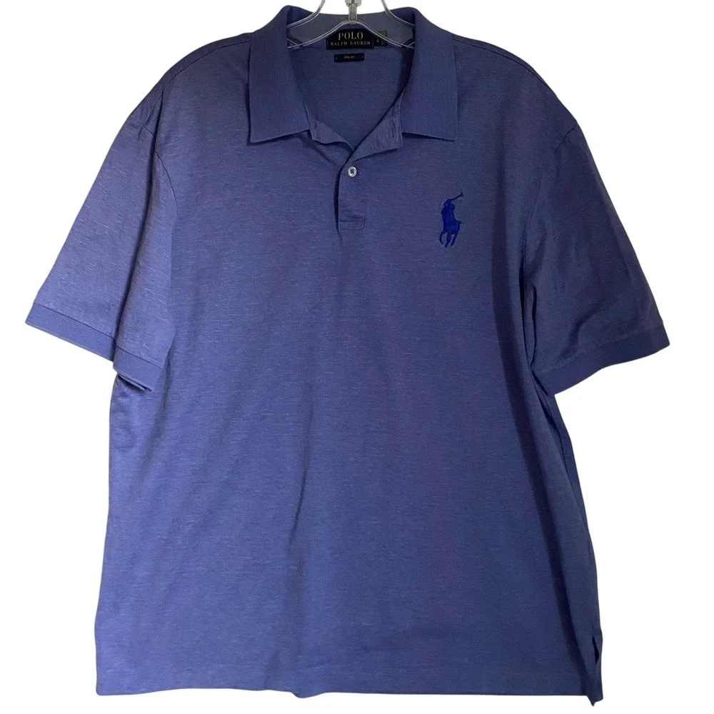Polo Ralph Lauren Men's Big Pony Shirt Size L Purple Short Sleeve Preppy Classic